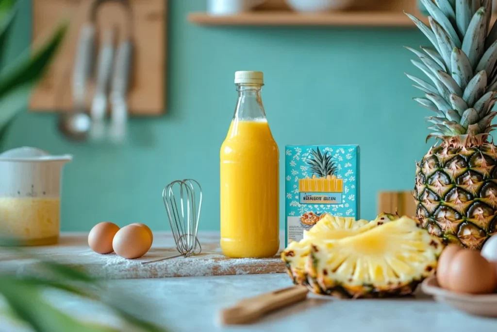 Pineapple juice and cake mix ingredients