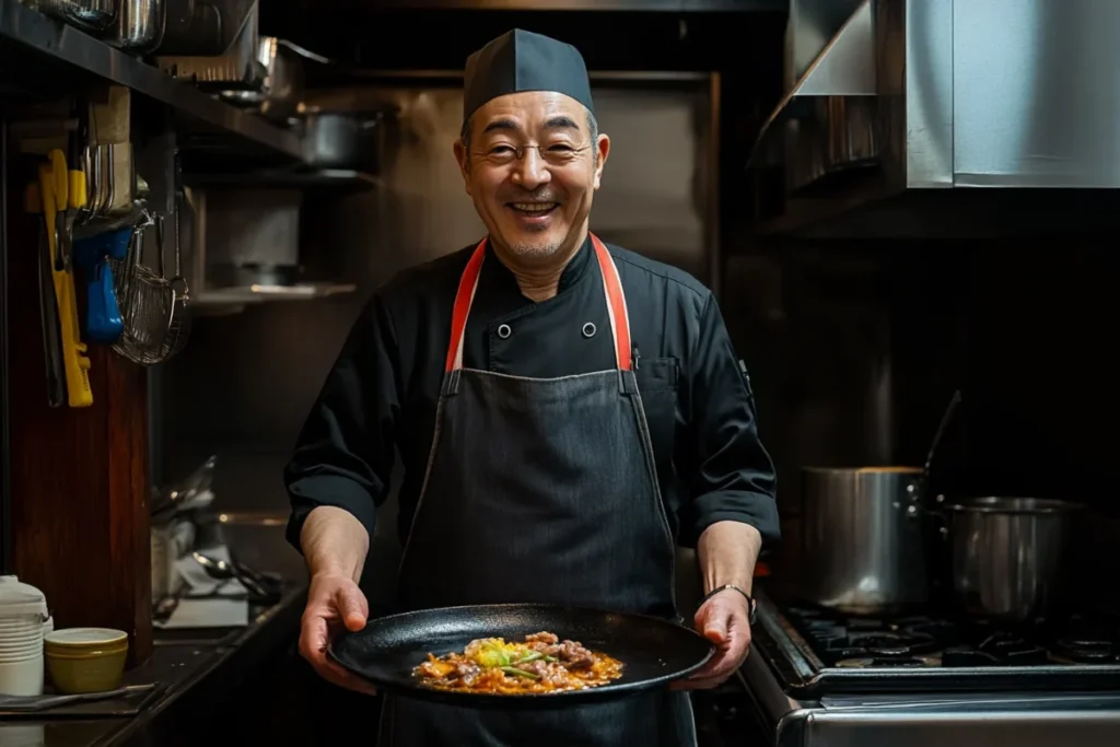 Chef Kunio Ichinose creating Pepper Lunch