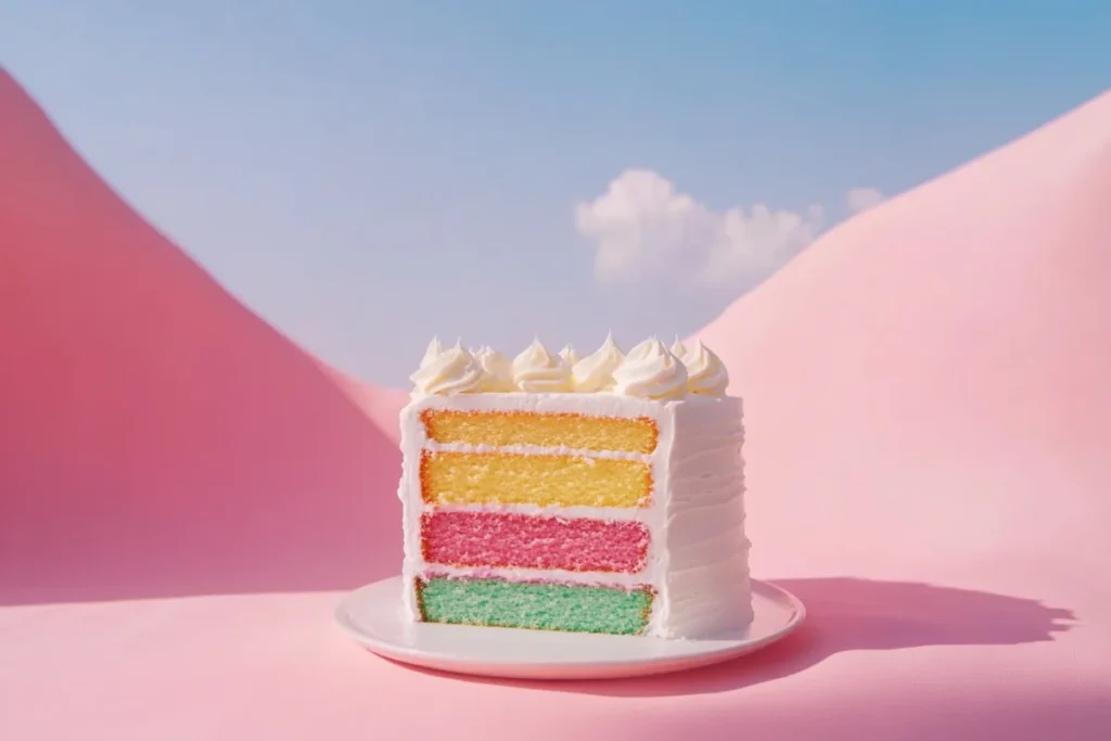 Rainbow-themed gender reveal cake