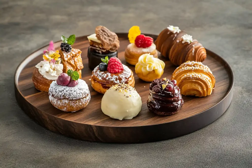 Common pastries on a plate