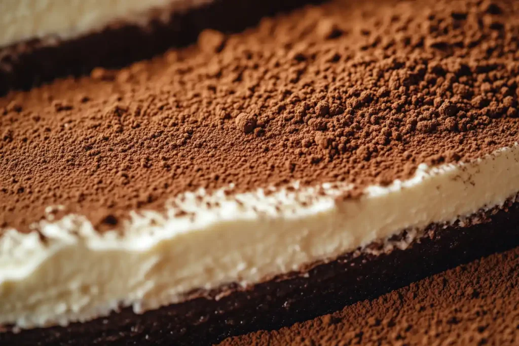 Close-up of tiramisu dessert with coffee