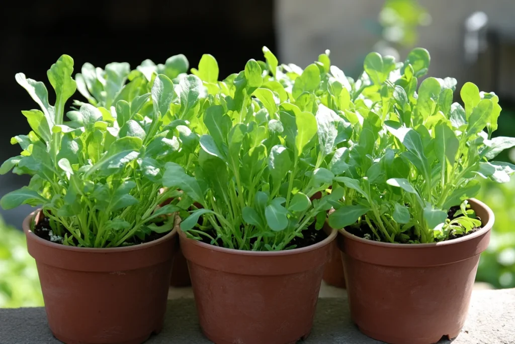 Growing rocket plants in pots	