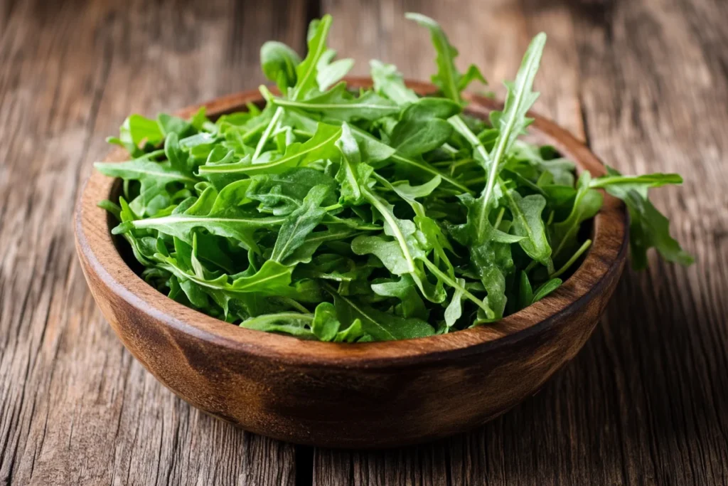 Rocket salad in a traditional European dish	