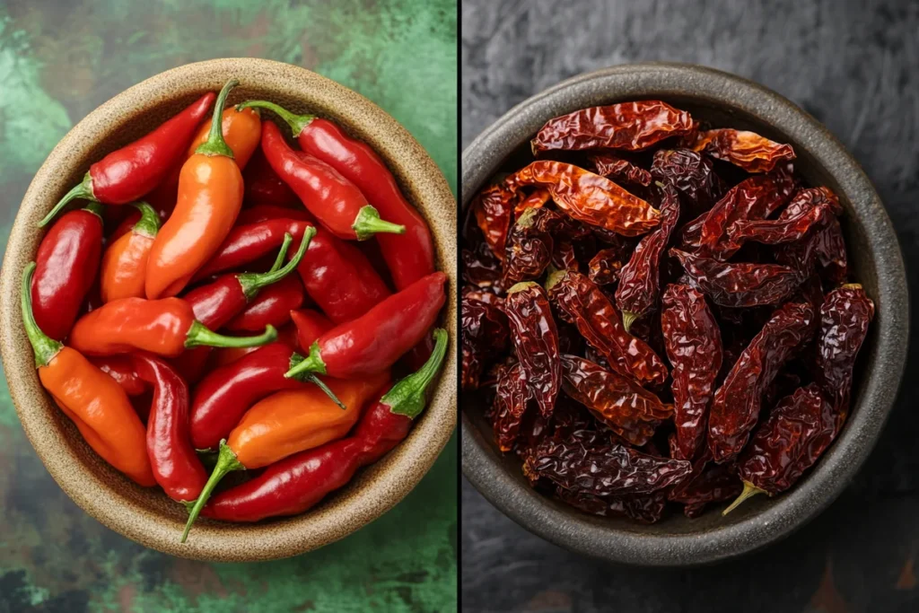 Guajillo peppers and mirasol