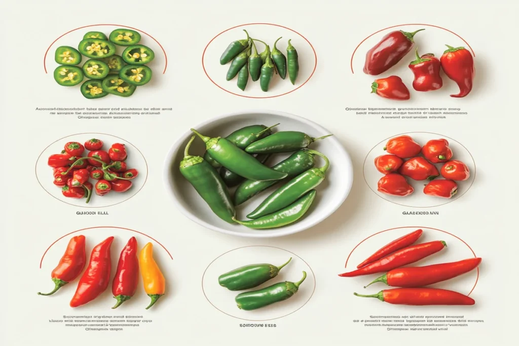 Scoville scale illustration with peppers	