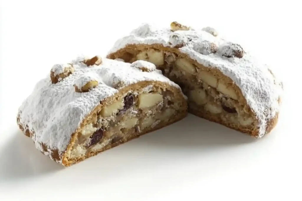 German Stollen with powdered sugar