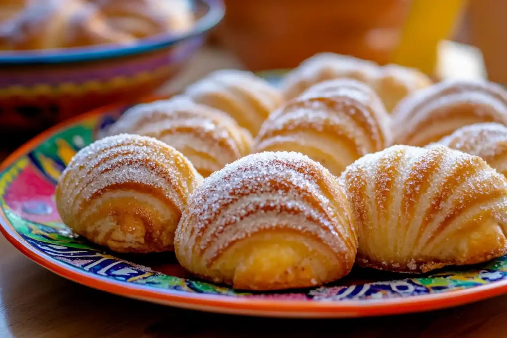 Mexican conchas on a colorful plate