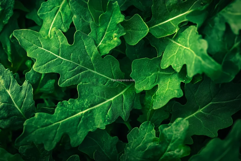 "Close-up of fresh arugula leaves"	