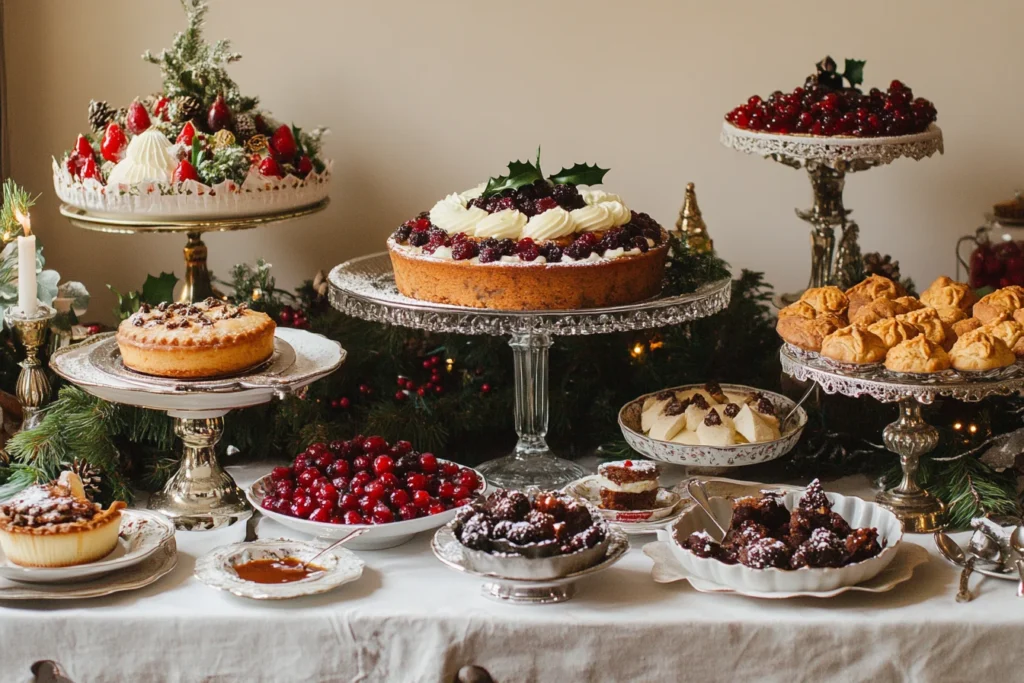 Traditional Christmas desserts table